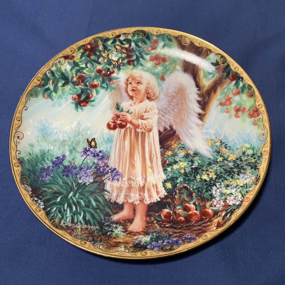 The Bradford Exchange angel Decorative Plate with apple tree
